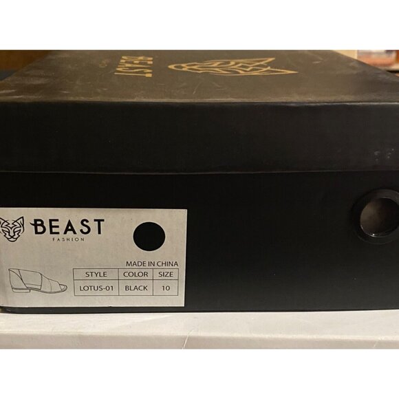 Beast Fashion Black Open-Toe Ankle Booties Size 10 Womens Faux Leather - Picture 2 of 2